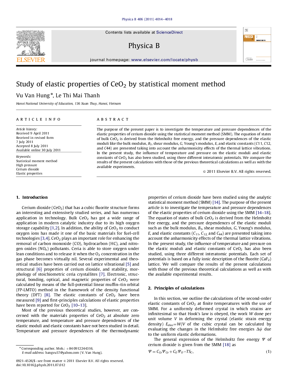 Study of elastic properties of CeO2 by statistical moment method