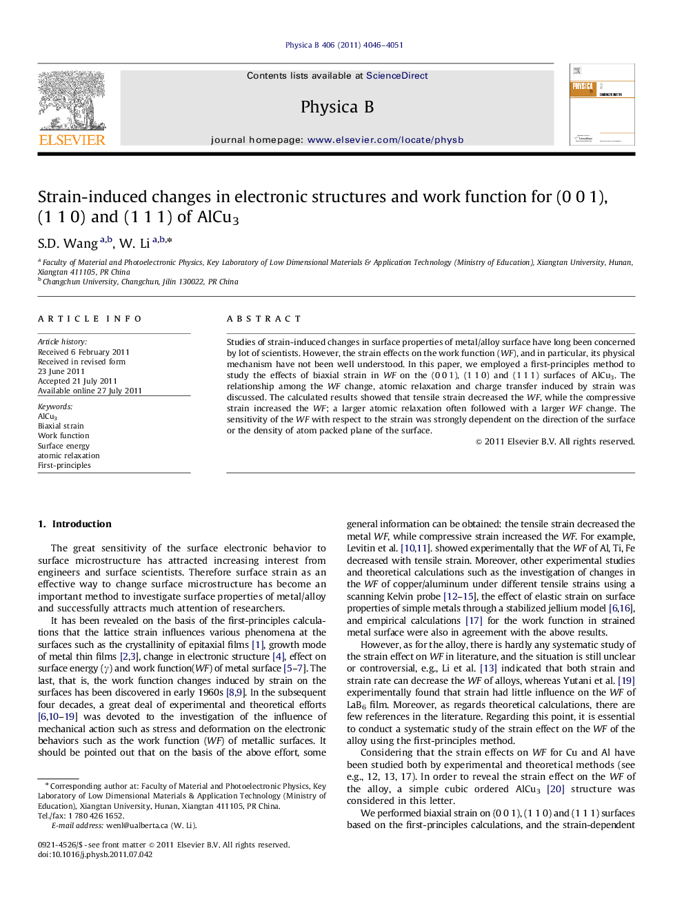 Strain-induced changes in electronic structures and work function for (0 0 1), (1 1 0) and (1 1 1) of AlCu3