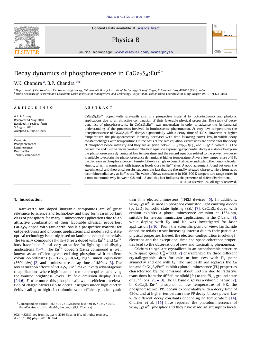 Decay dynamics of phosphorescence in CaGa2S4:Eu2+