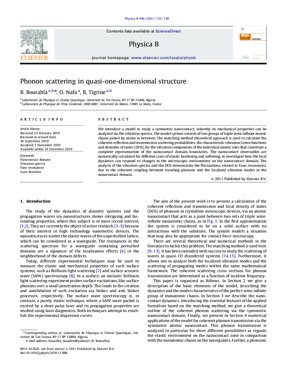 Phonon scattering in quasi-one-dimensional structure