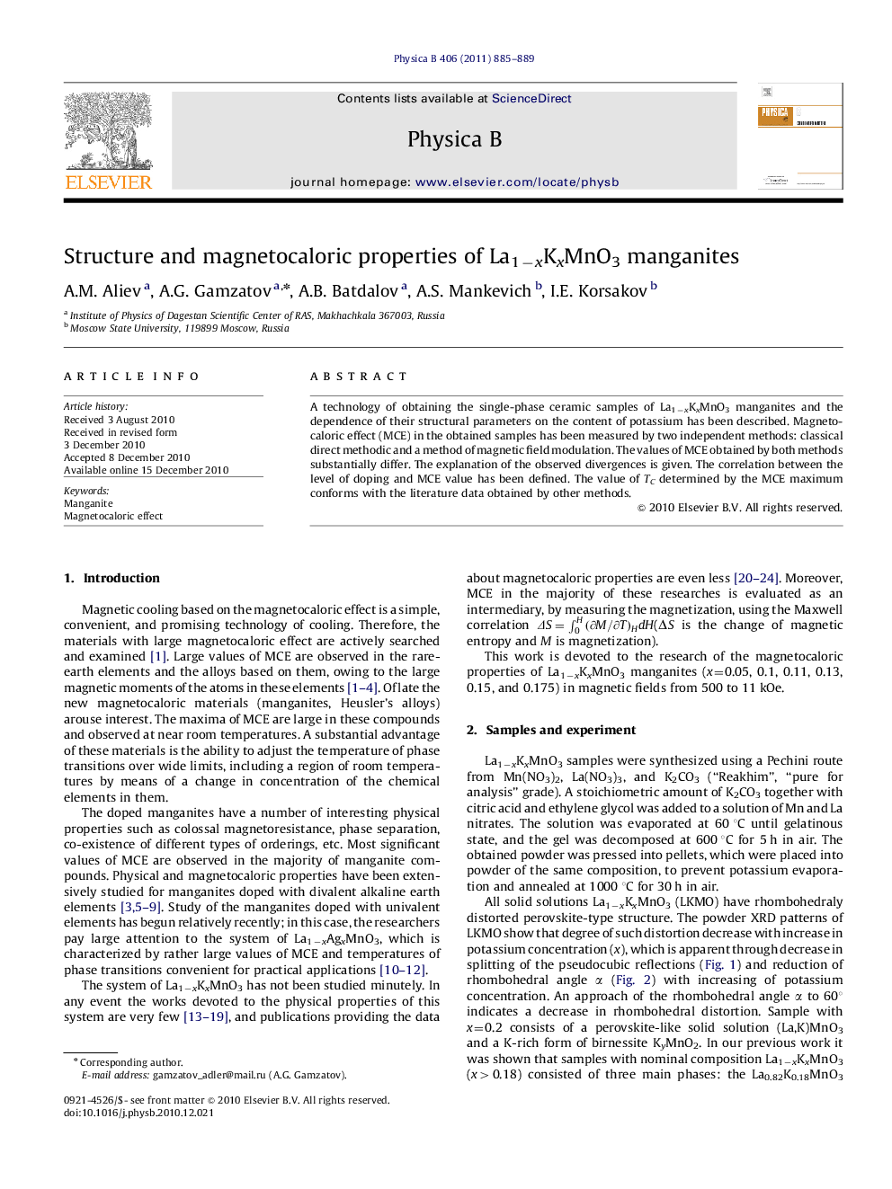 Structure and magnetocaloric properties of La1−xKxMnO3 manganites