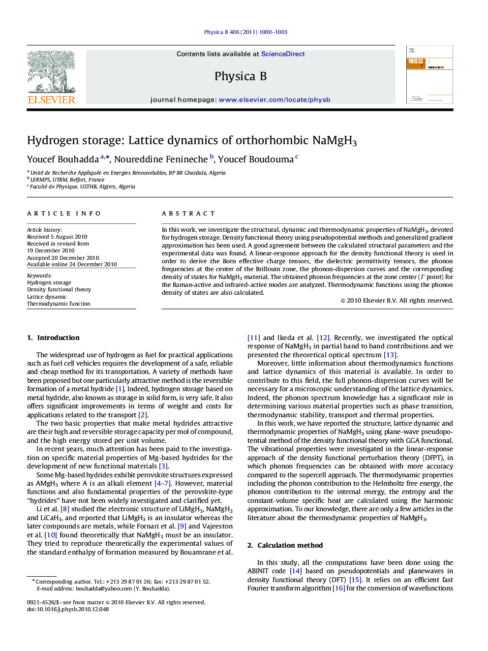 Hydrogen storage: Lattice dynamics of orthorhombic NaMgH3