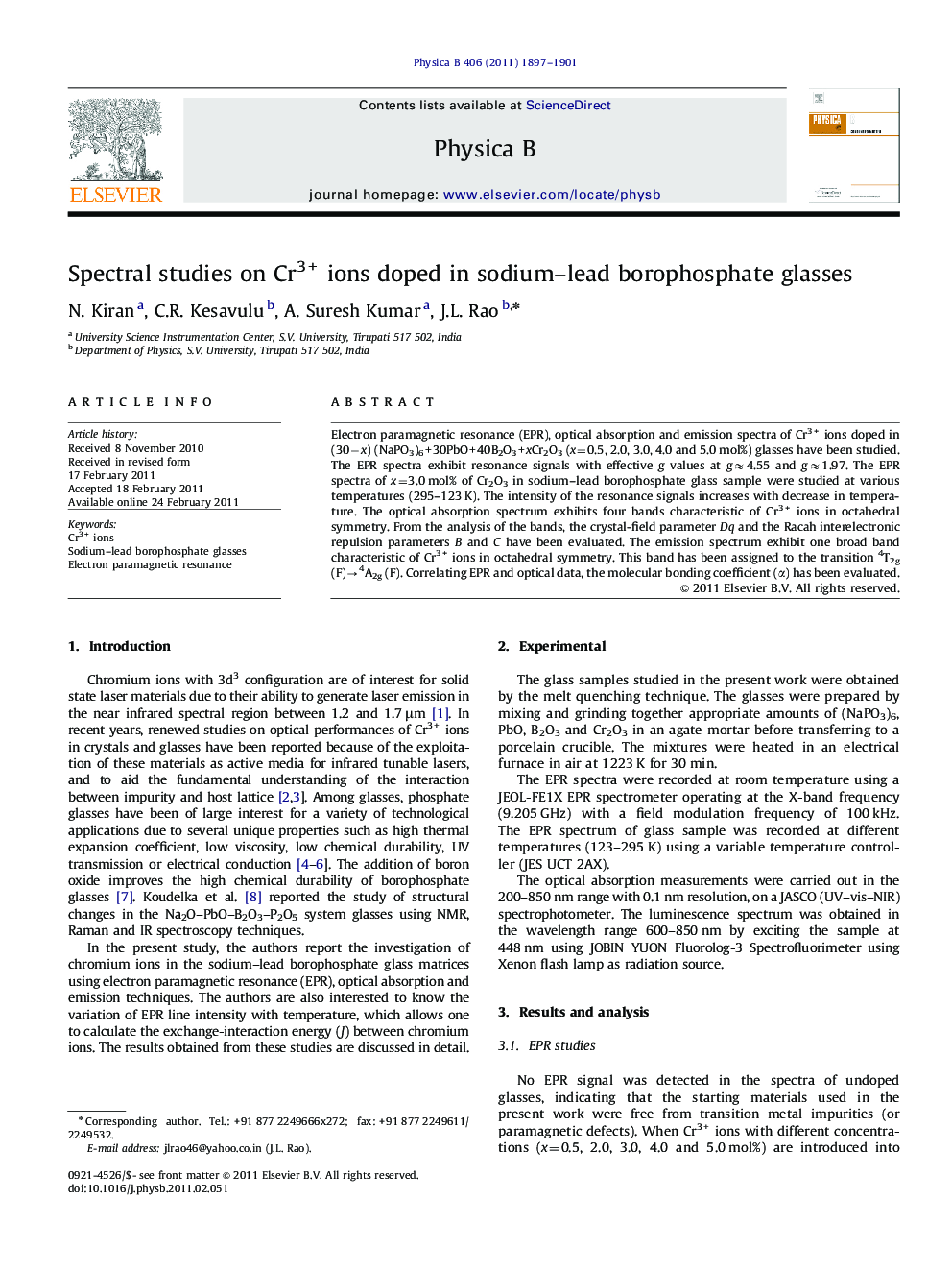 Spectral studies on Cr3+ ions doped in sodium–lead borophosphate glasses