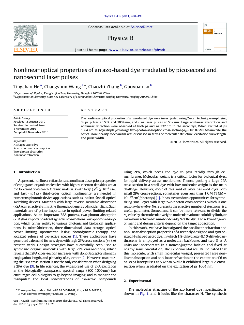 Nonlinear optical properties of an azo-based dye irradiated by picosecond and nanosecond laser pulses