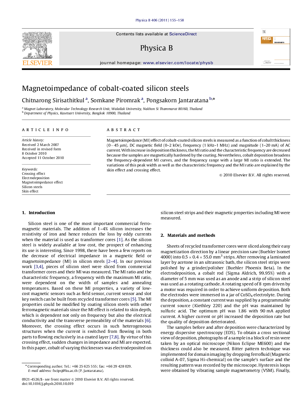 Magnetoimpedance of cobalt-coated silicon steels