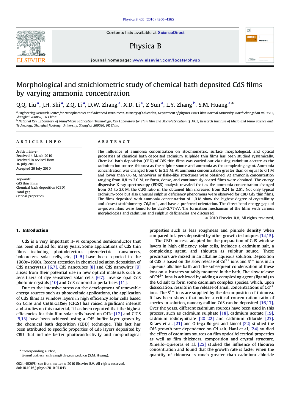 Morphological and stoichiometric study of chemical bath deposited CdS films by varying ammonia concentration