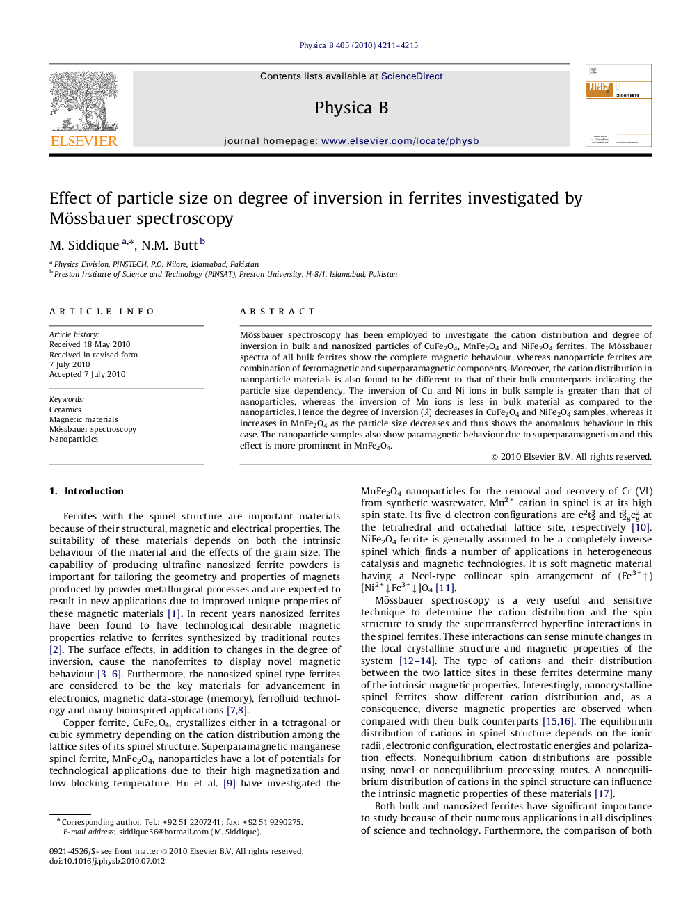 Effect of particle size on degree of inversion in ferrites investigated by Mössbauer spectroscopy