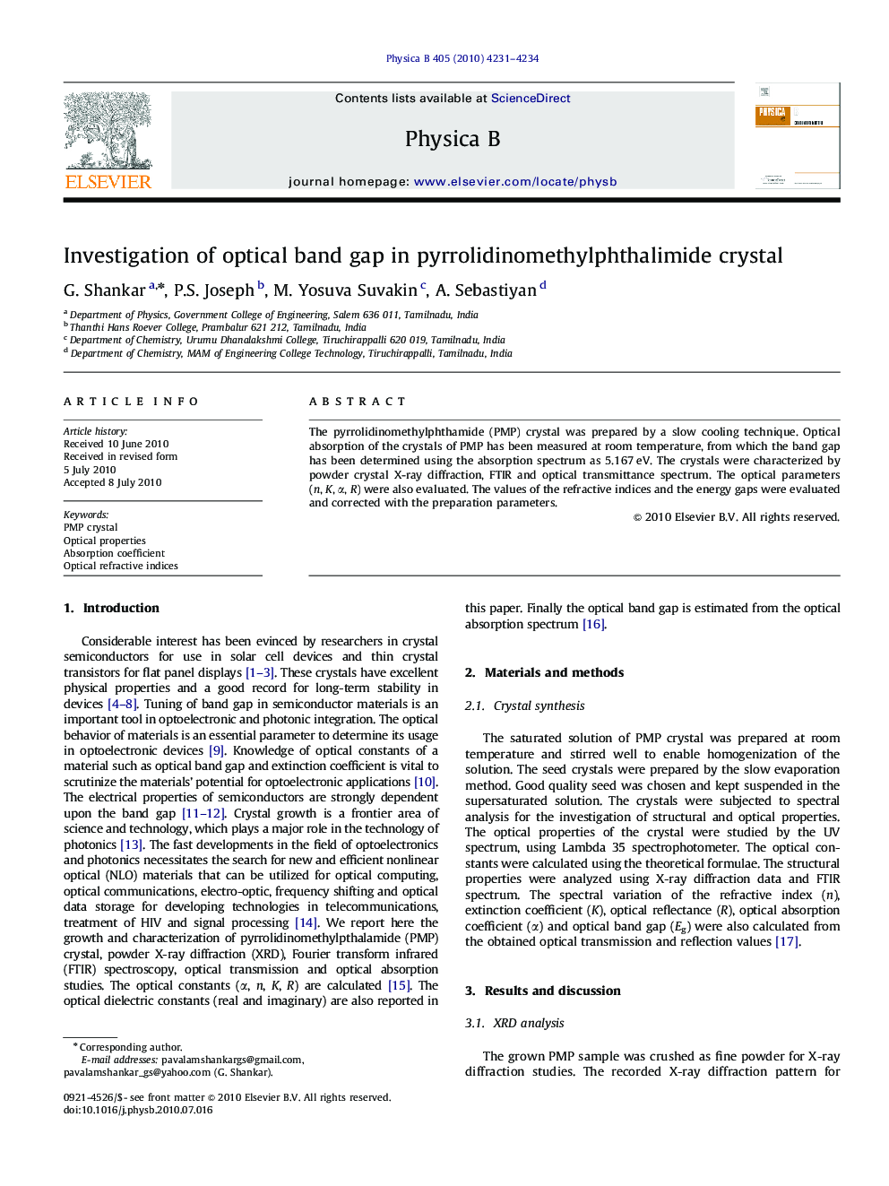 Investigation of optical band gap in pyrrolidinomethylphthalimide crystal