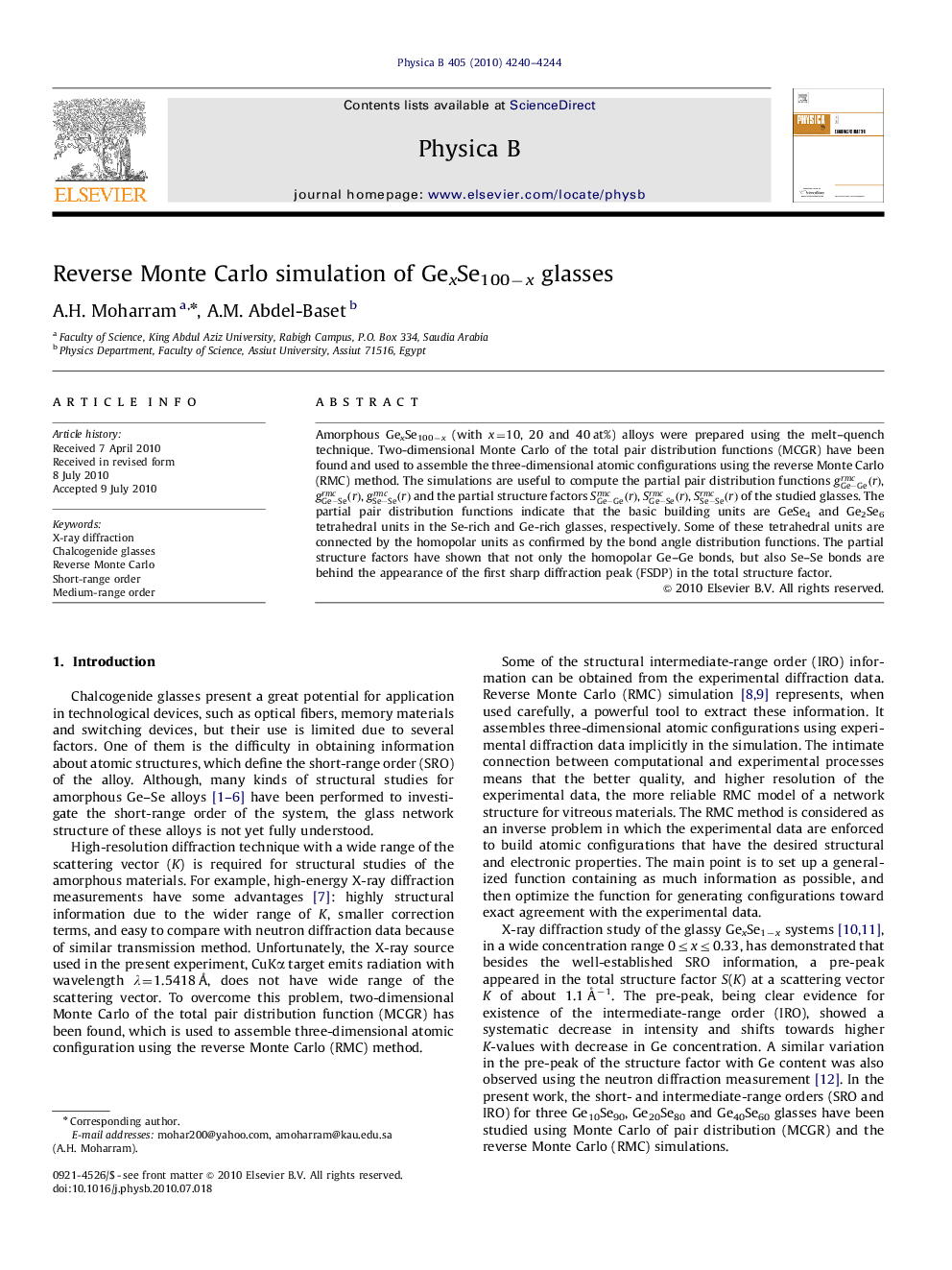 Reverse Monte Carlo simulation of GexSe100âx glasses