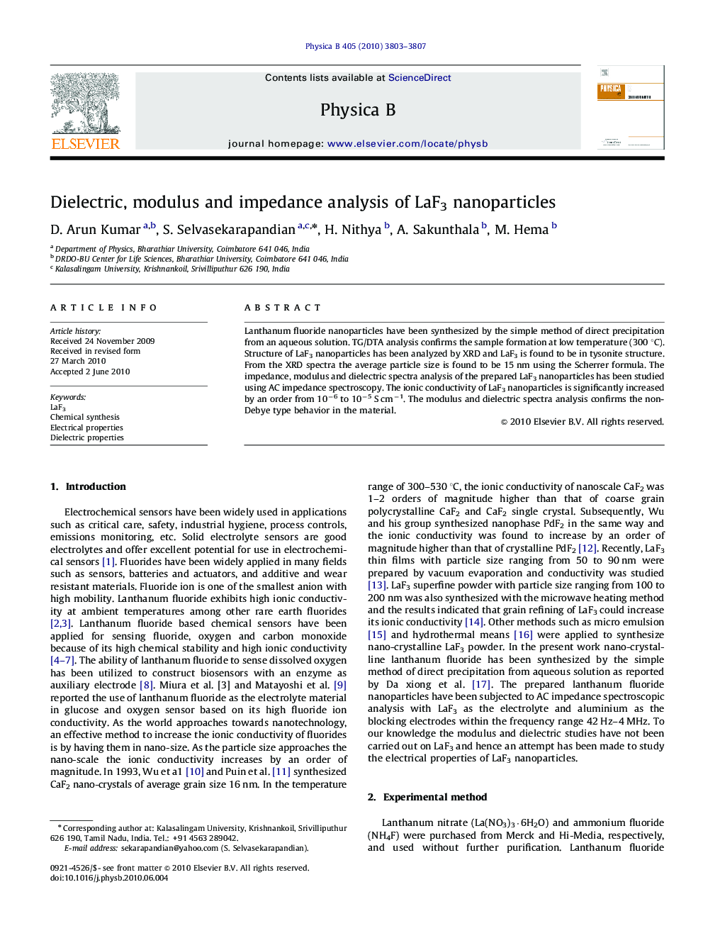 Dielectric, modulus and impedance analysis of LaF3 nanoparticles