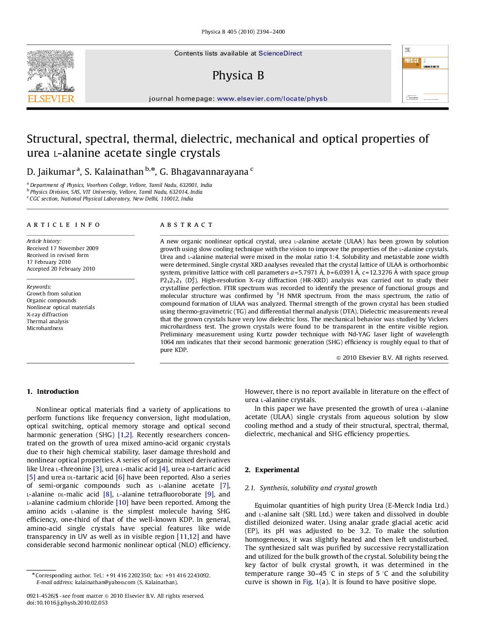 Structural, spectral, thermal, dielectric, mechanical and optical properties of urea l-alanine acetate single crystals