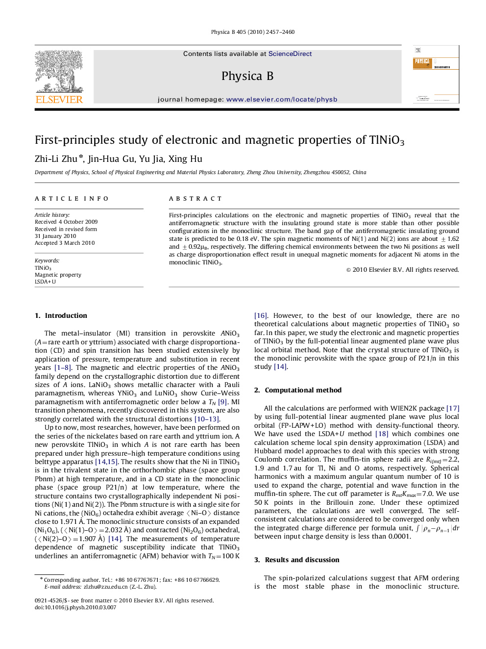 First-principles study of electronic and magnetic properties of TlNiO3