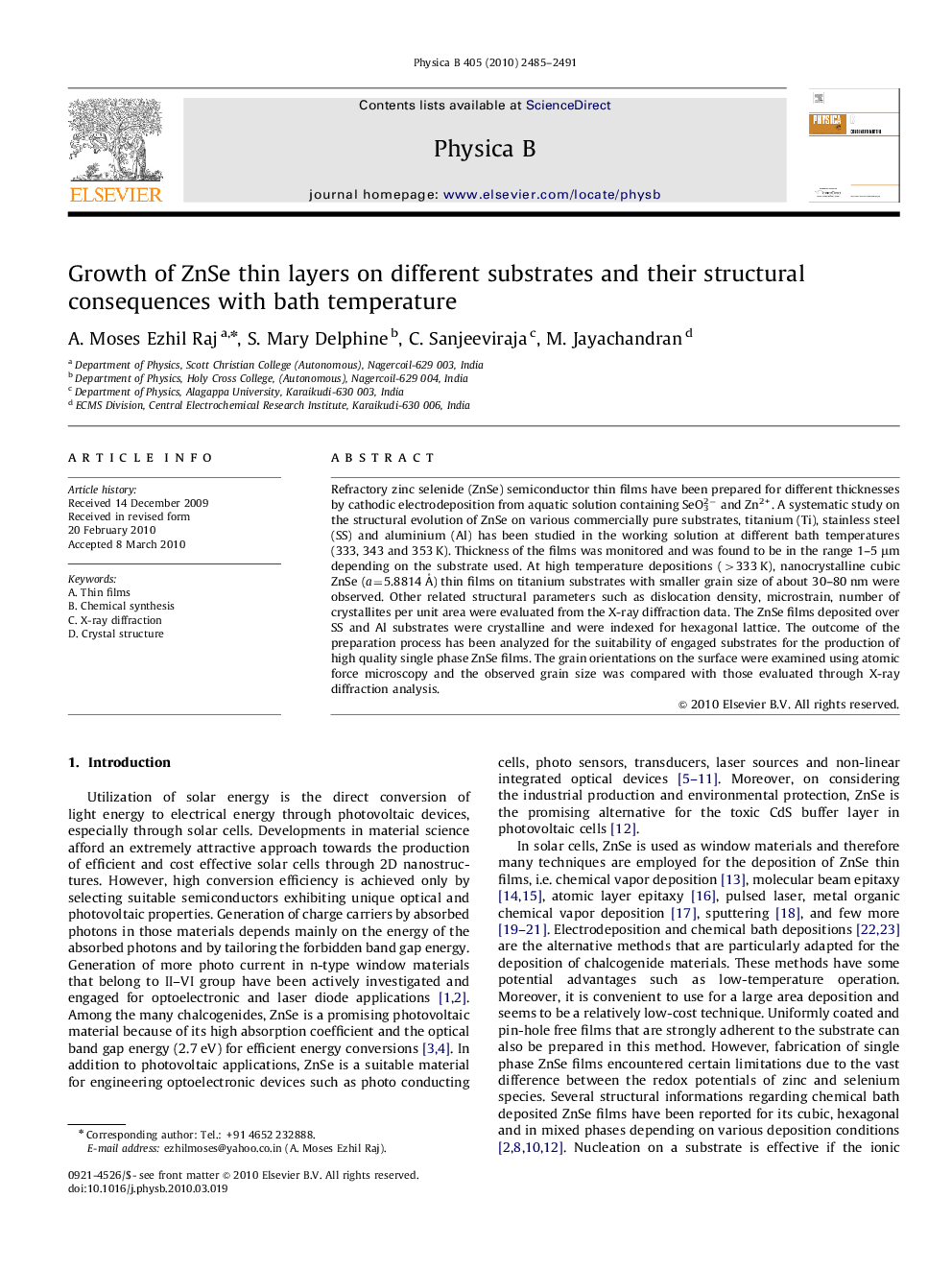 Growth of ZnSe thin layers on different substrates and their structural consequences with bath temperature