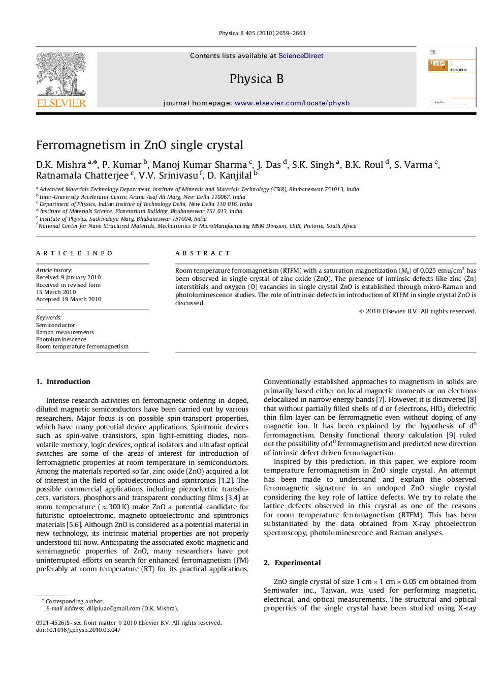 Ferromagnetism in ZnO single crystal