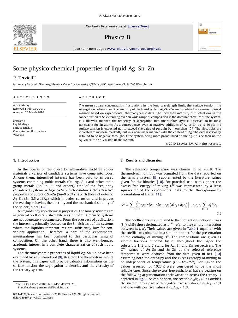 Some physico-chemical properties of liquid Ag-Sn-Zn