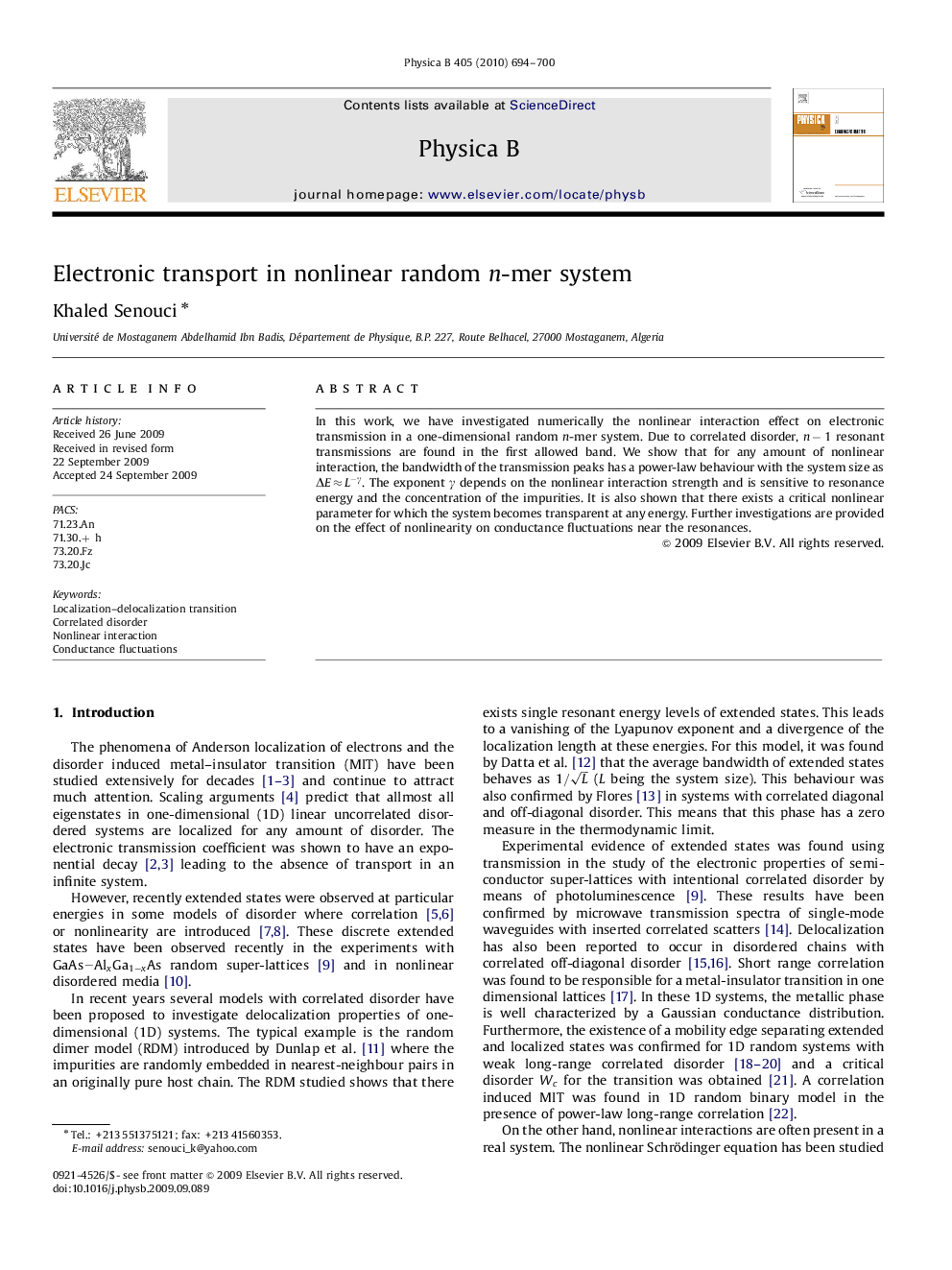 Electronic transport in nonlinear random n-mer system