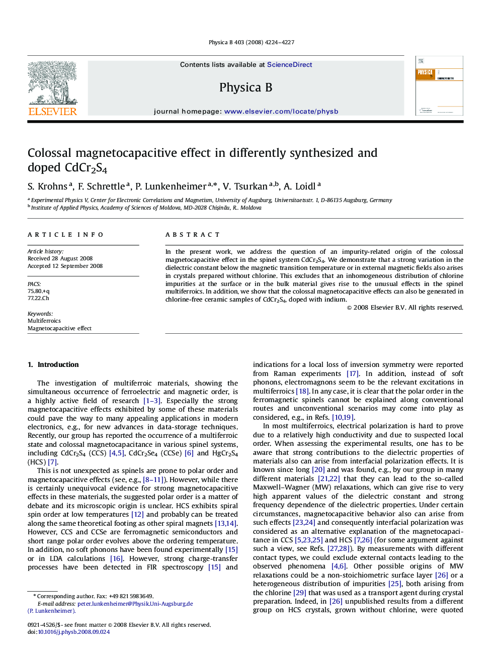 Colossal magnetocapacitive effect in differently synthesized and doped CdCr2S4