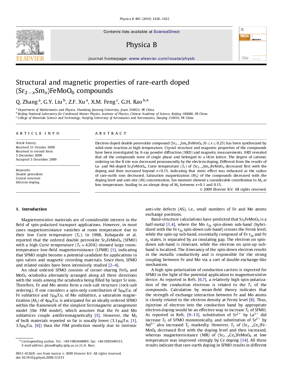 Structural and magnetic properties of rare-earth doped (Sr2−xSmx)FeMoO6 compounds