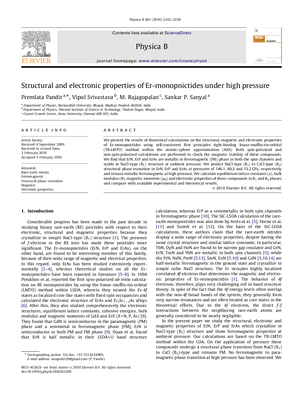 Structural and electronic properties of Er-monopnictides under high pressure