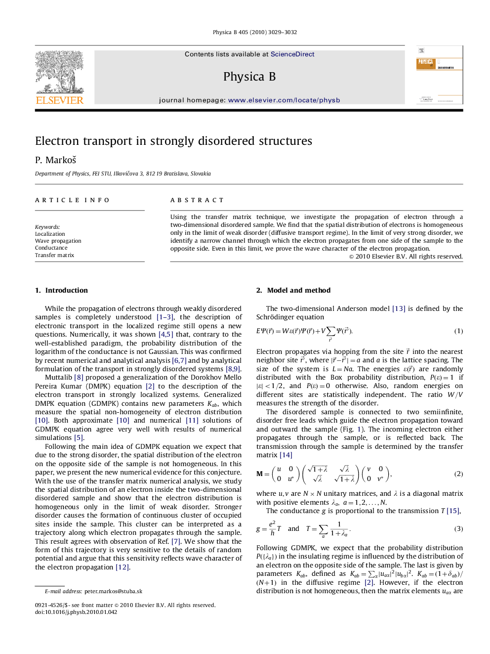 Electron transport in strongly disordered structures