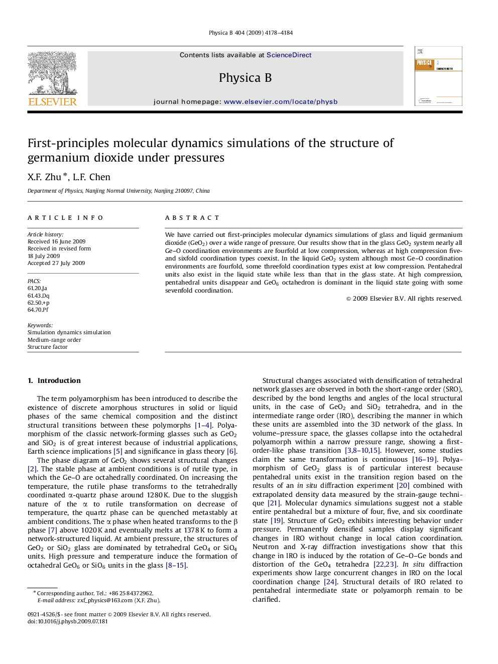 First-principles molecular dynamics simulations of the structure of germanium dioxide under pressures