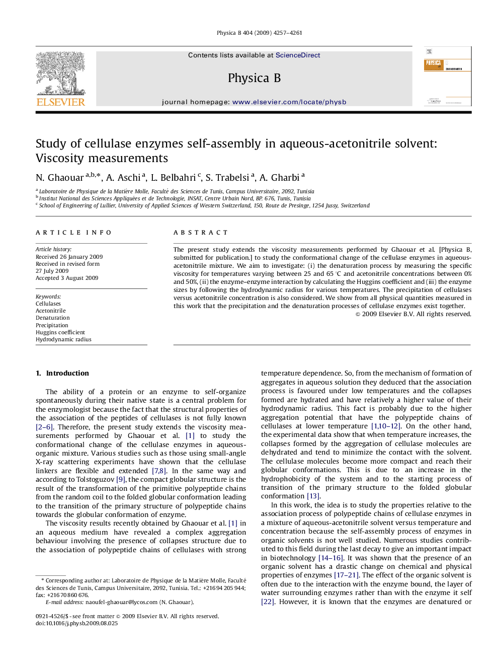 Study of cellulase enzymes self-assembly in aqueous-acetonitrile solvent: Viscosity measurements