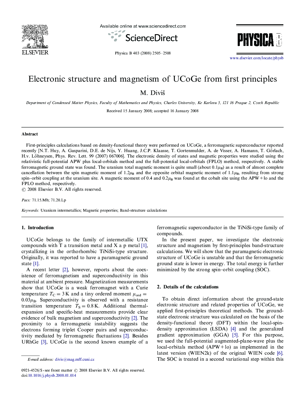 Electronic structure and magnetism of UCoGe from first principles