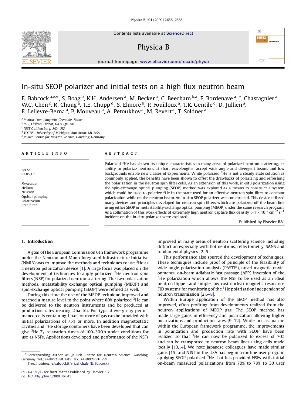 In-situ SEOP polarizer and initial tests on a high flux neutron beam