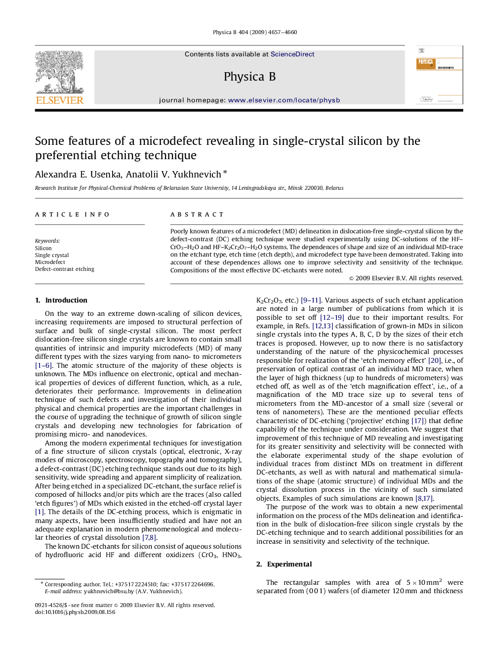 Some features of a microdefect revealing in single-crystal silicon by the preferential etching technique