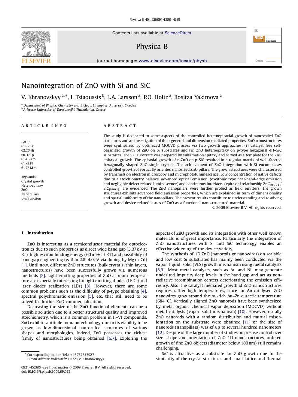 Nanointegration of ZnO with Si and SiC