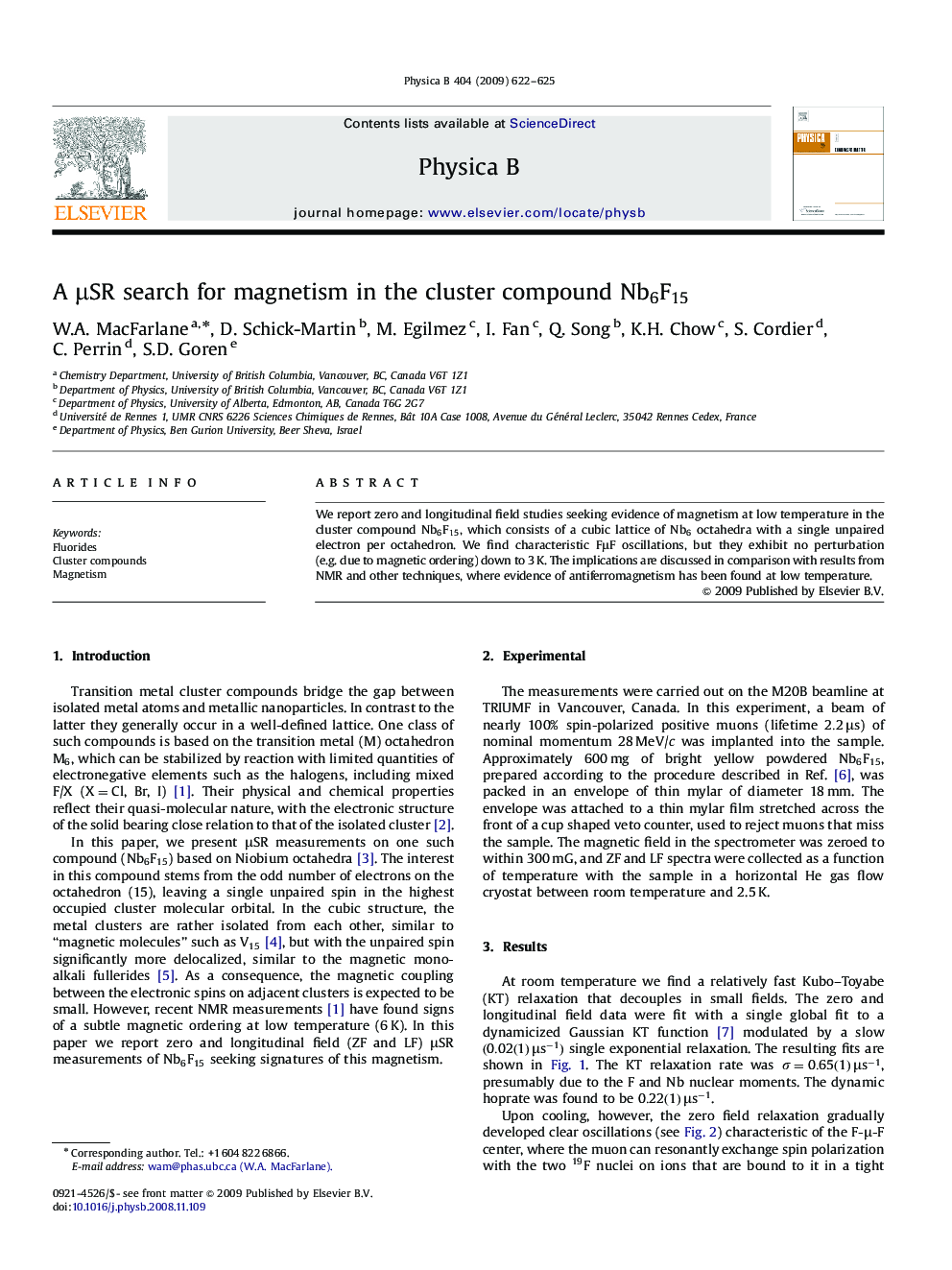 A Î¼SR search for magnetism in the cluster compound Nb6F15