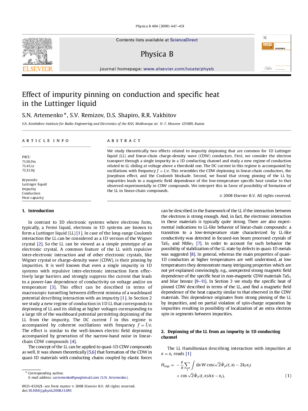 Effect of impurity pinning on conduction and specific heat in the Luttinger liquid