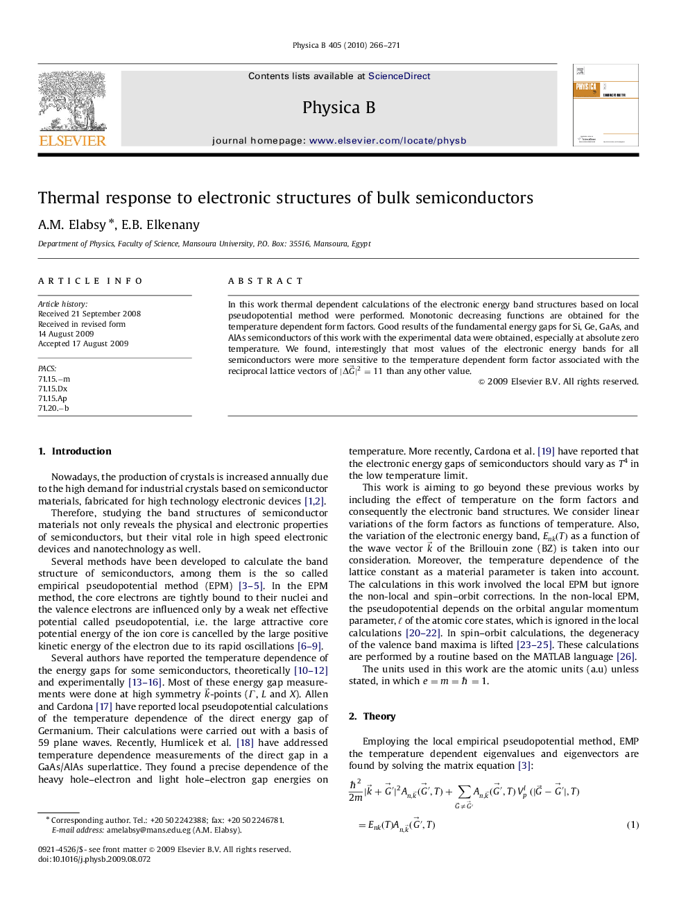 Thermal response to electronic structures of bulk semiconductors