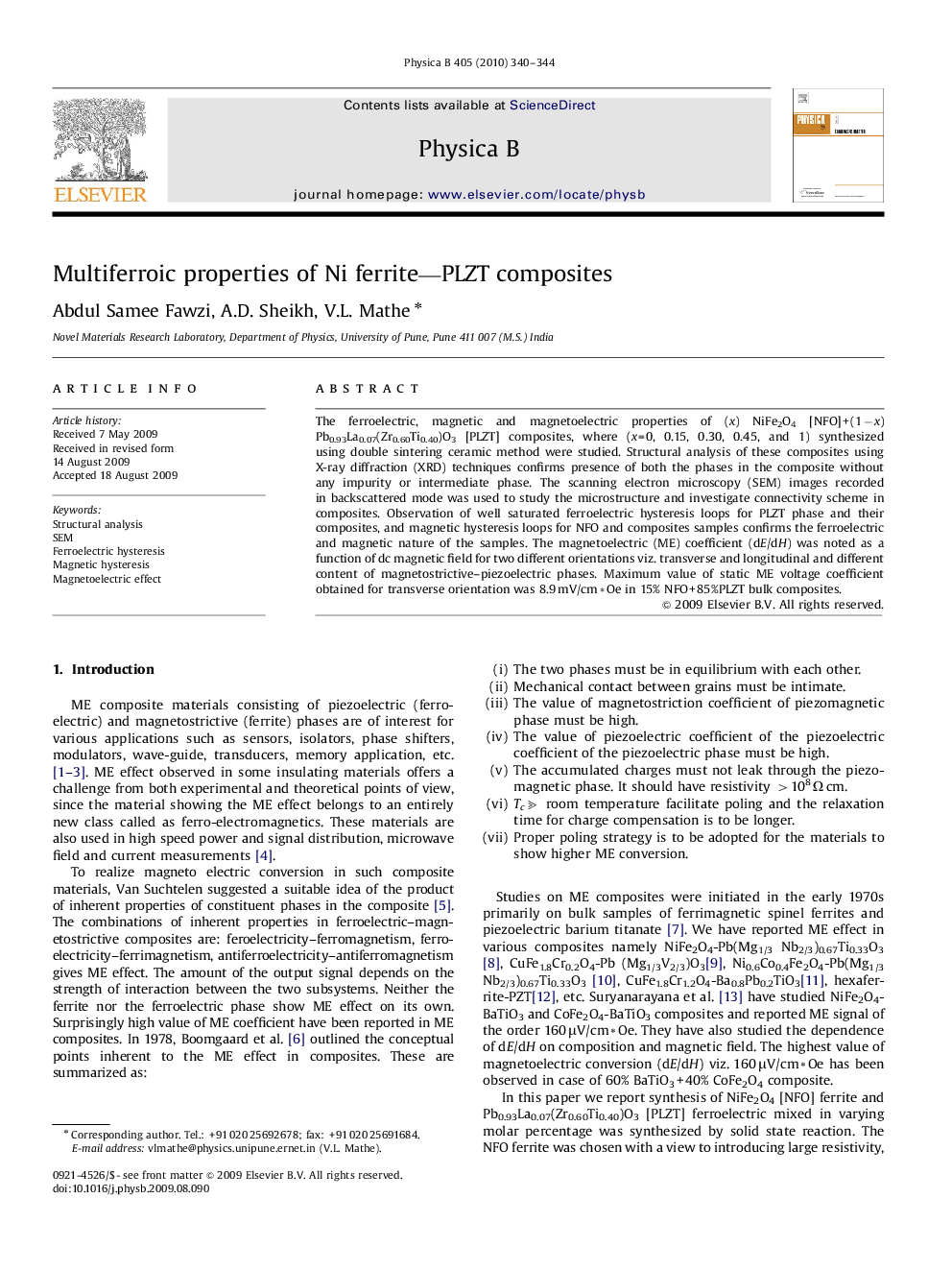 Multiferroic properties of Ni ferrite—PLZT composites