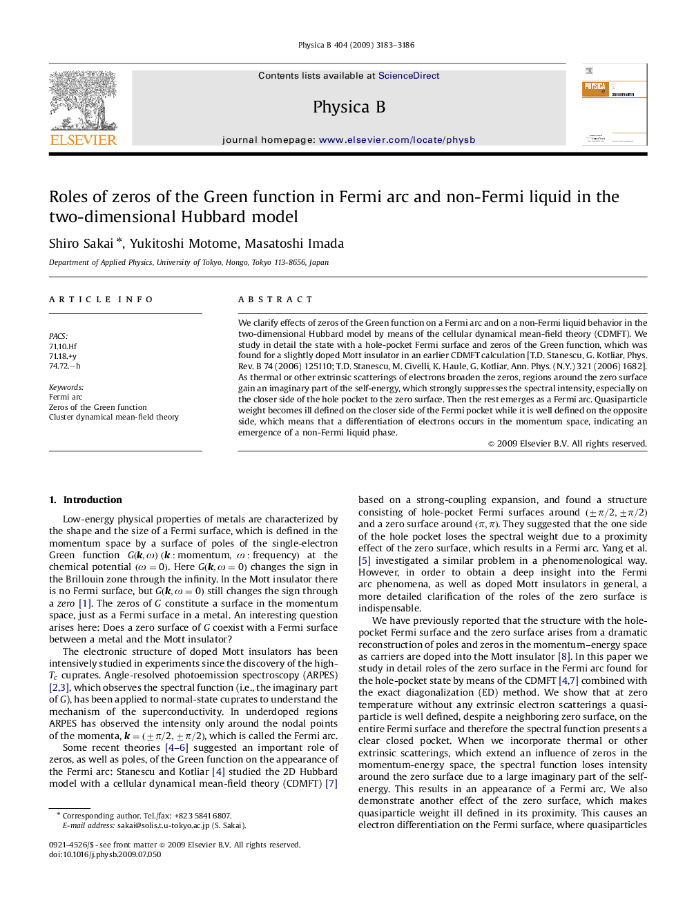 Roles of zeros of the Green function in Fermi arc and non-Fermi liquid in the two-dimensional Hubbard model