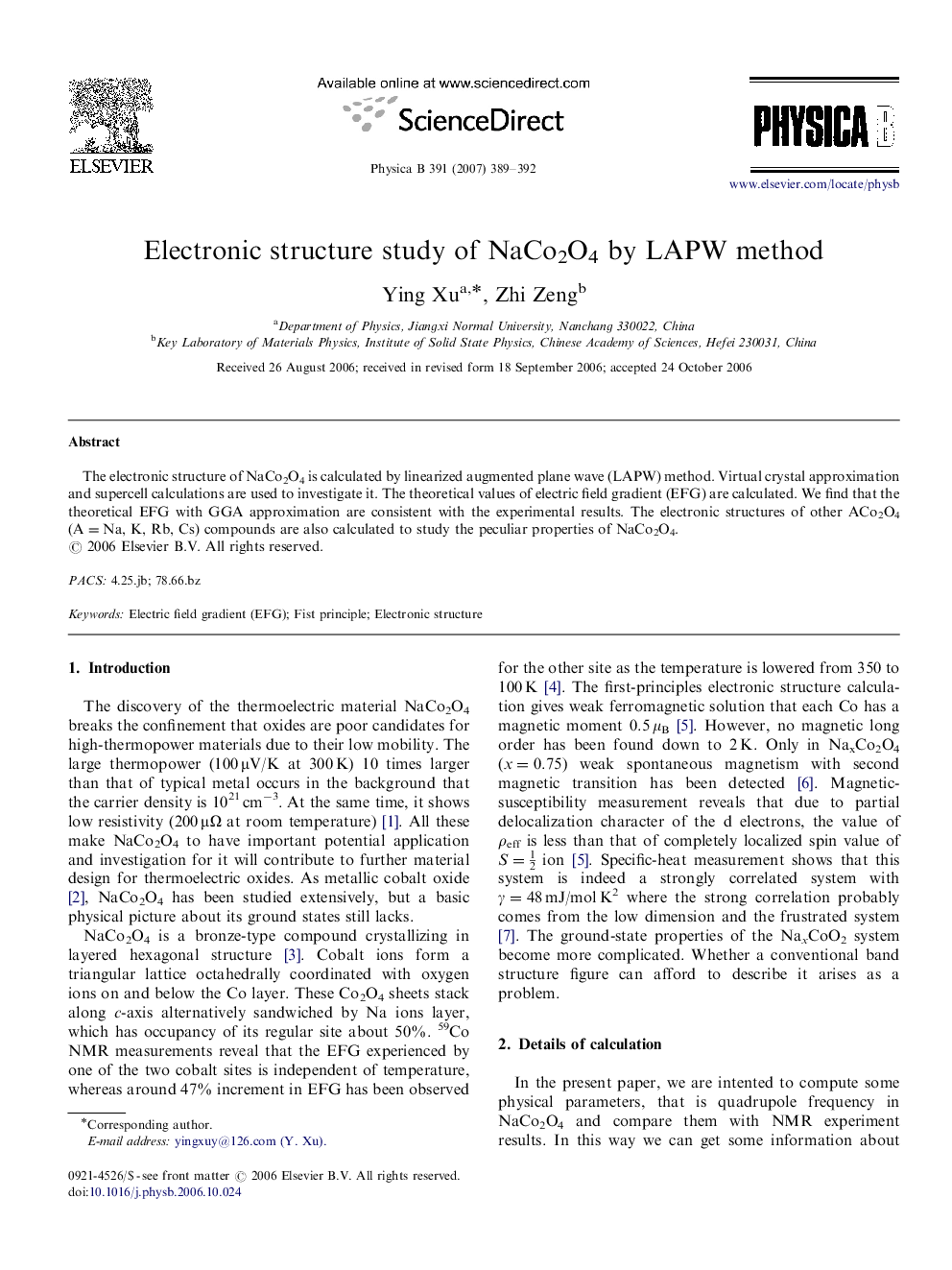 Electronic structure study of NaCo2O4 by LAPW method