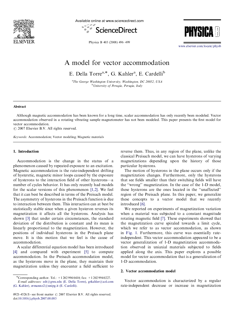 عکس صفحه اول مقاله: A model for vector accommodation A model for vector accommodation