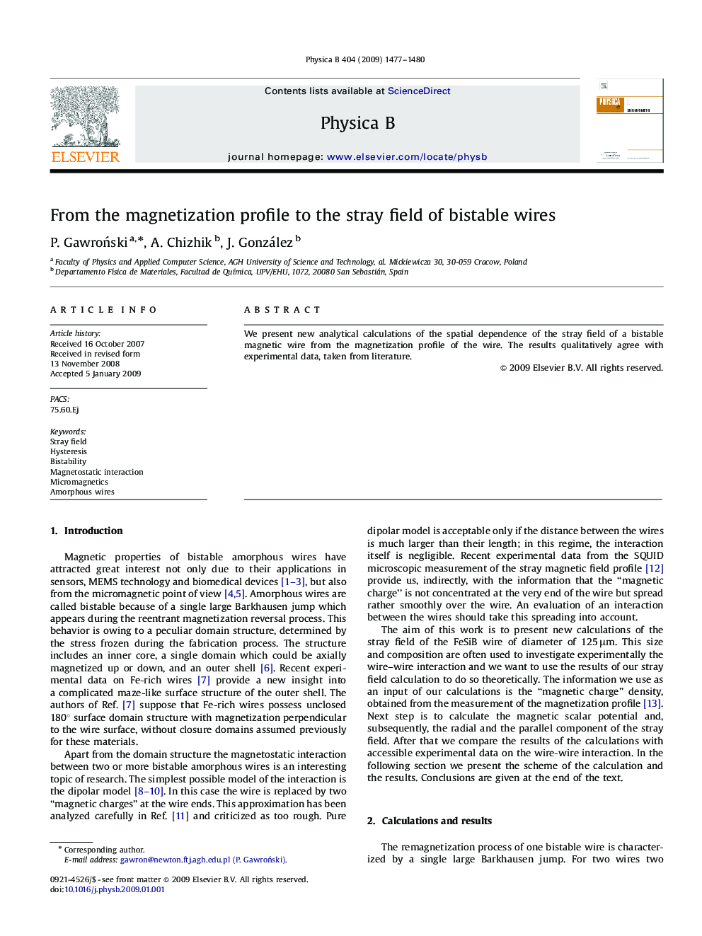 From the magnetization profile to the stray field of bistable wires