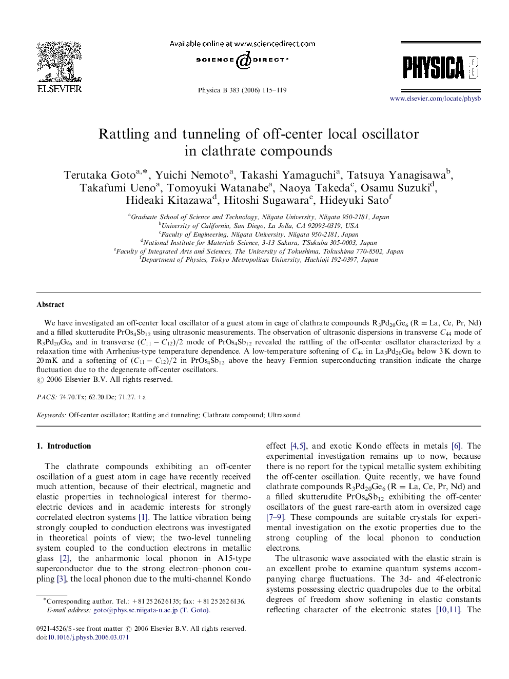 Rattling and tunneling of off-center local oscillator in clathrate compounds