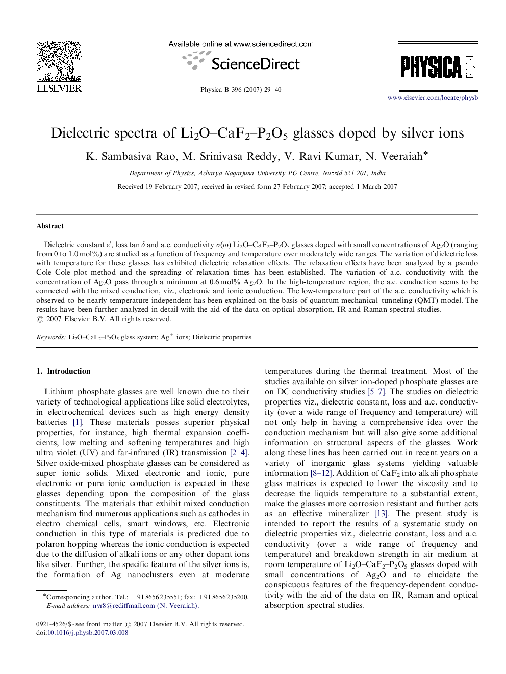 Dielectric spectra of Li2O–CaF2–P2O5 glasses doped by silver ions