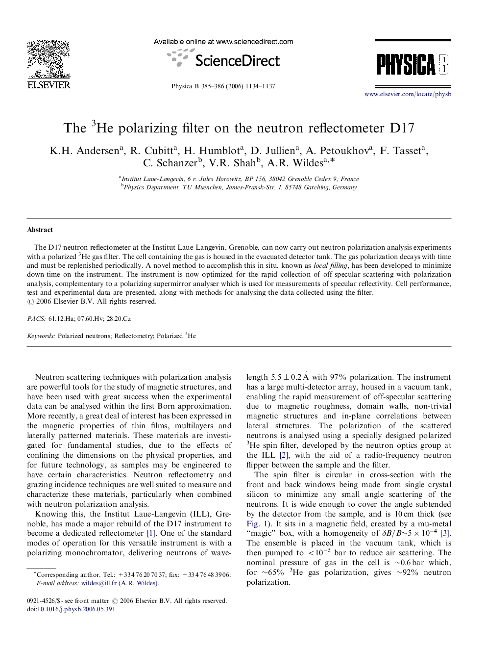 The 3He polarizing filter on the neutron reflectometer D17