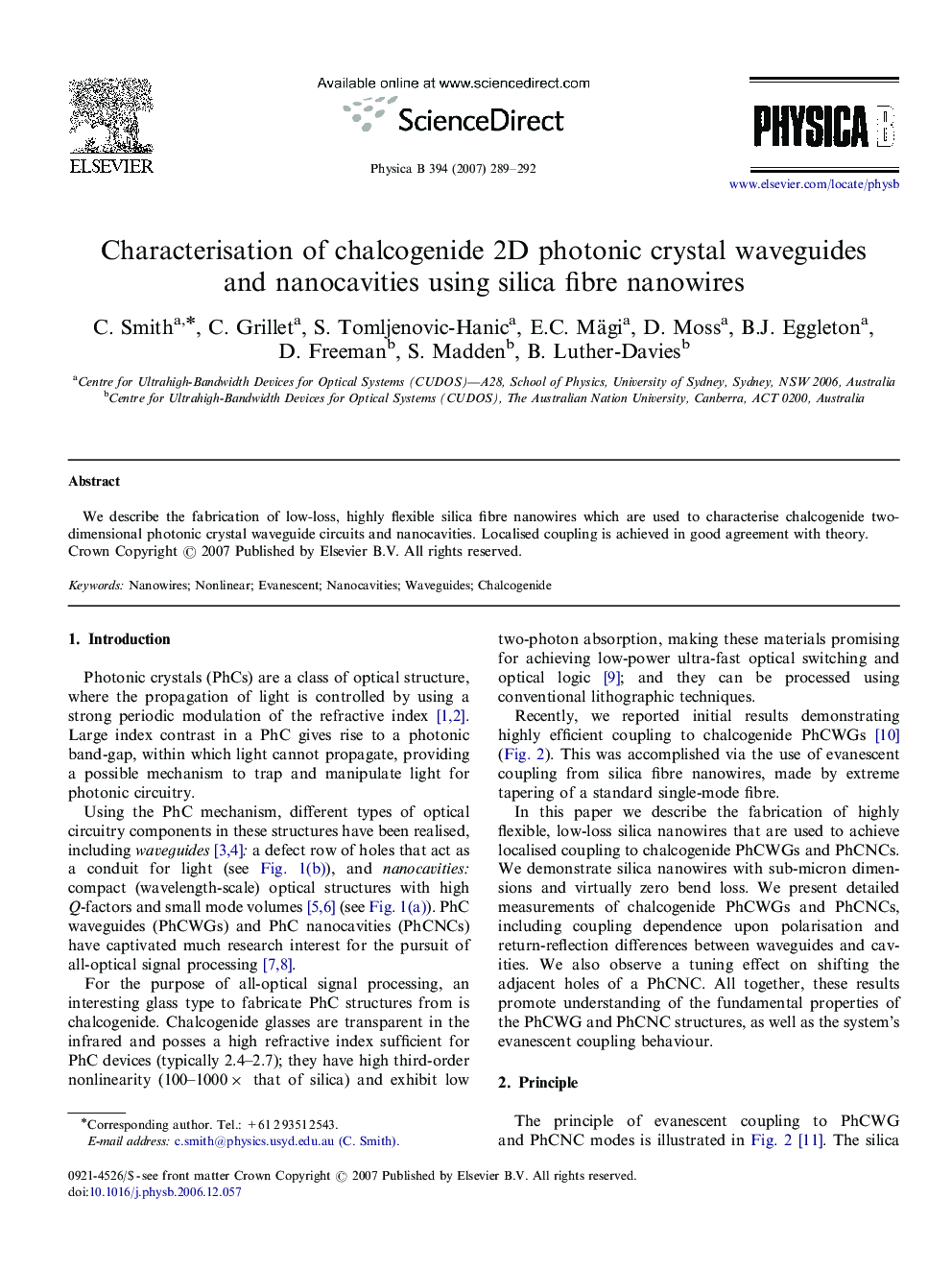 Characterisation of chalcogenide 2D photonic crystal waveguides and nanocavities using silica fibre nanowires