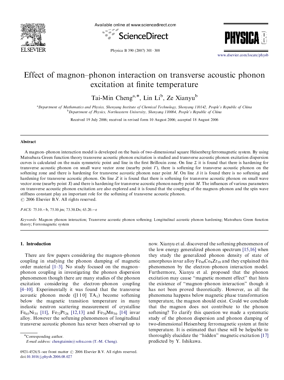 Effect of magnon–phonon interaction on transverse acoustic phonon excitation at finite temperature