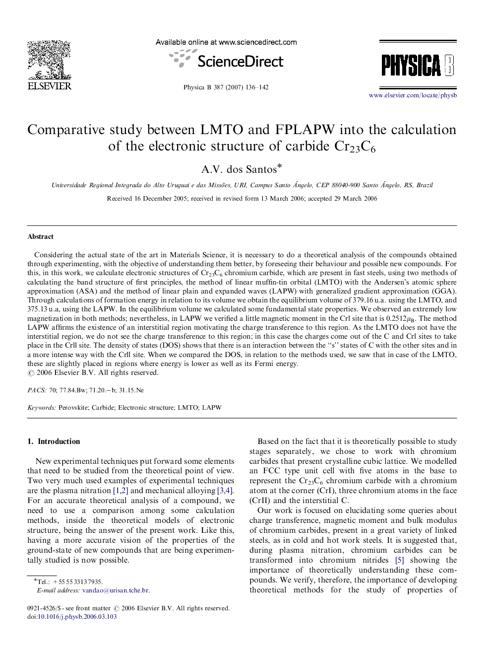 Comparative study between LMTO and FPLAPW into the calculation of the electronic structure of carbide Cr23C6