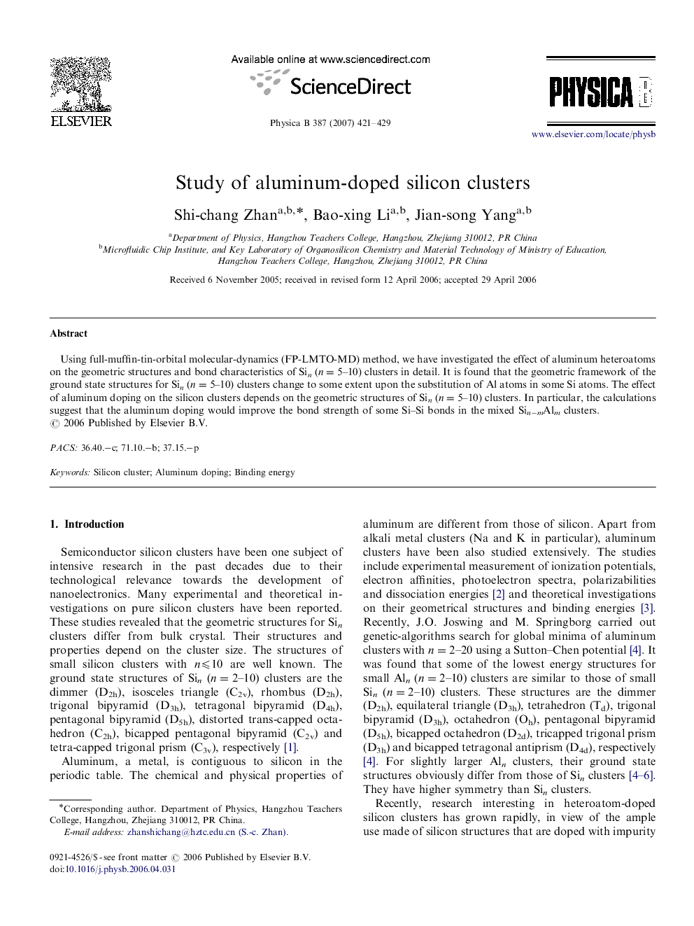 Study of aluminum-doped silicon clusters