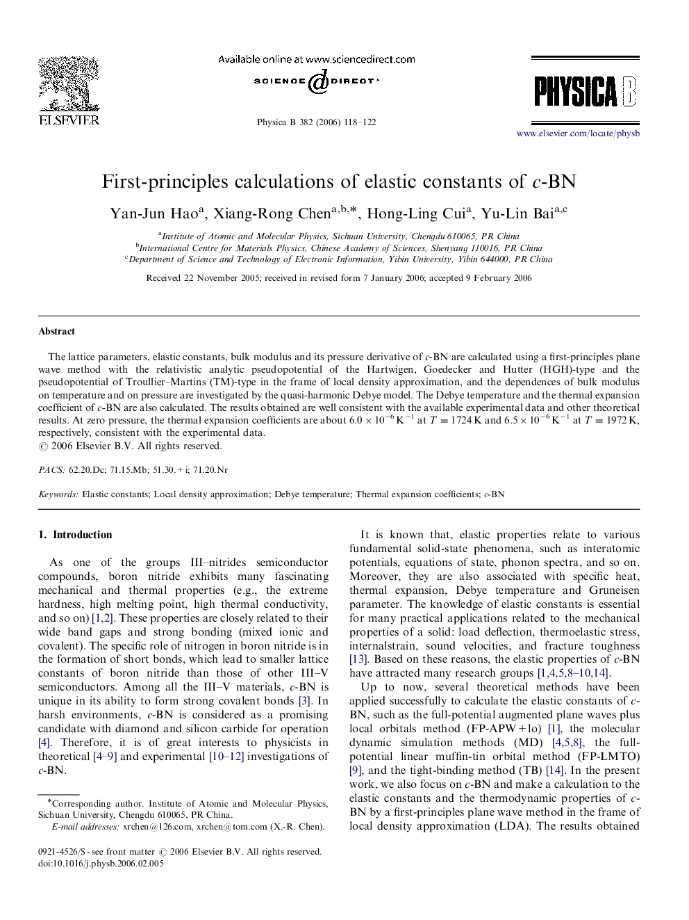 First-principles calculations of elastic constants of c-BN