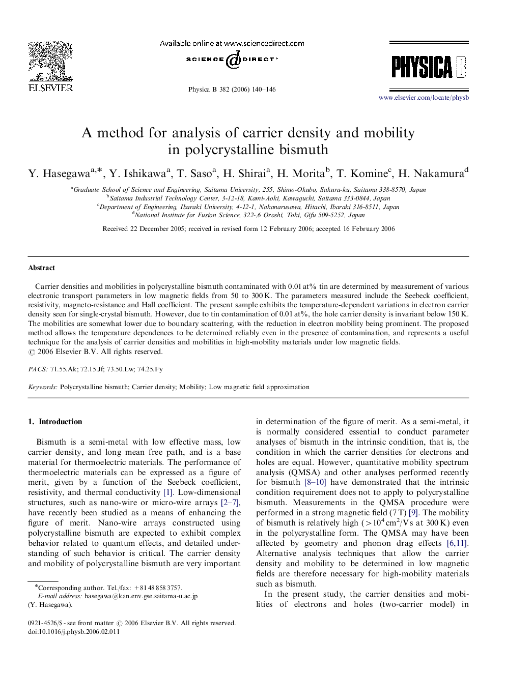 A method for analysis of carrier density and mobility in polycrystalline bismuth