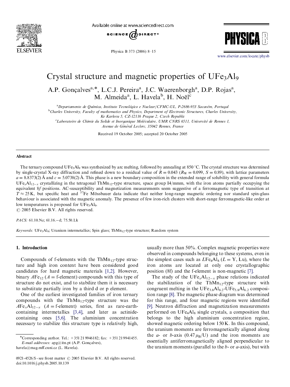 Crystal structure and magnetic properties of UFe3Al9