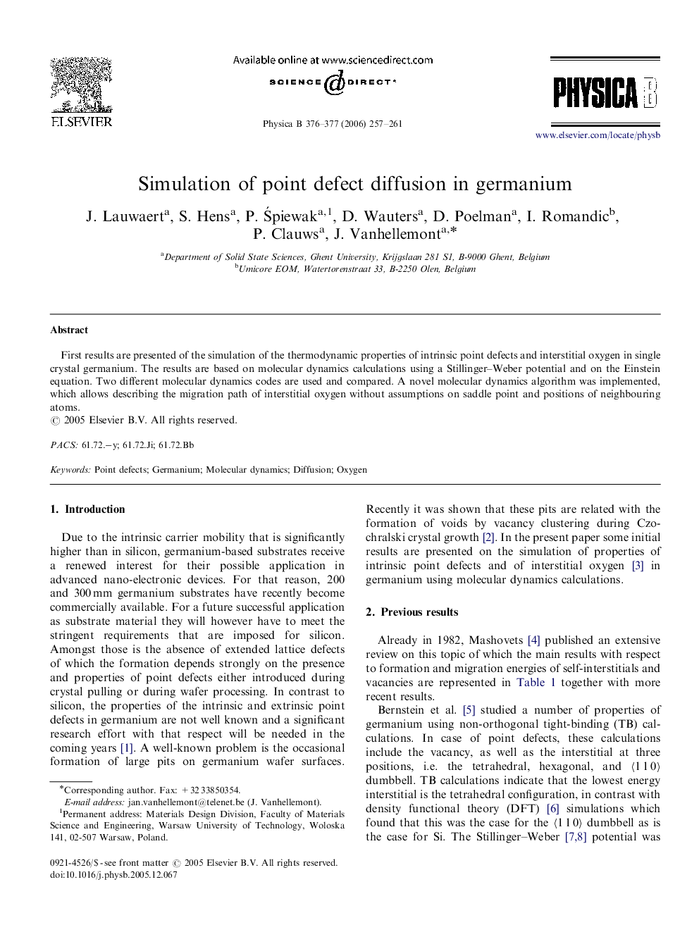 Simulation of point defect diffusion in germanium