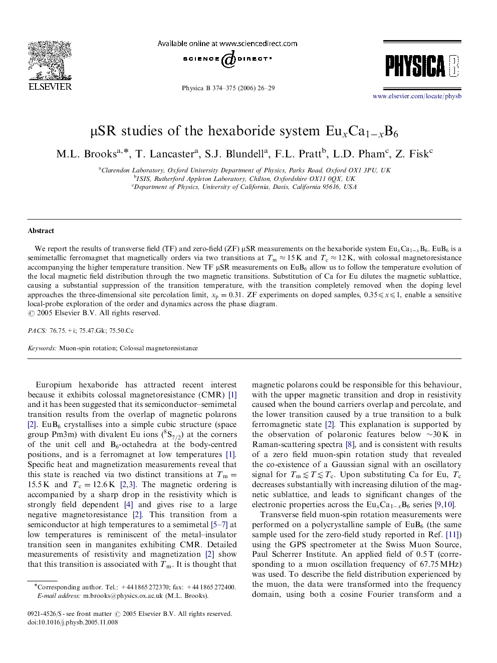 μSRμSR studies of the hexaboride system EuxCa1-xB6EuxCa1-xB6